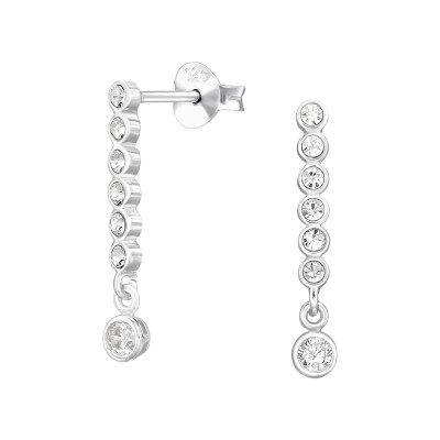Köves soros elegáns, finom ezüst fülbevaló, cirkónia köves