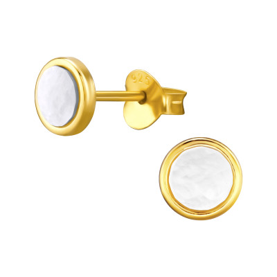 Aranyozott opálos színű 925 ezüst stift fülbevaló