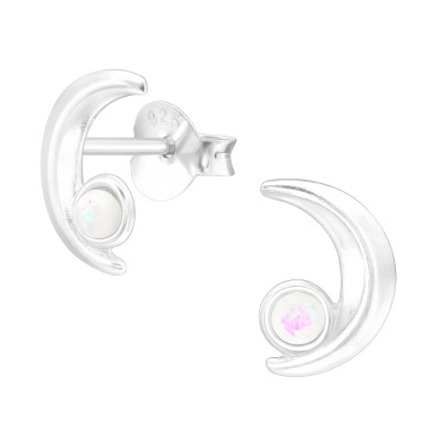 Hold opálos stift ezüst fülbevaló Hold opálos stift ezüst fülbevaló