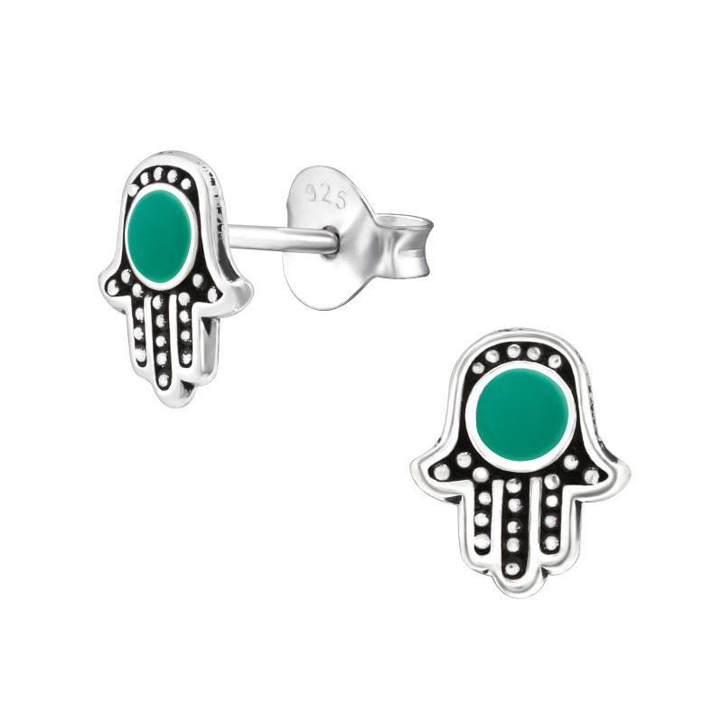 Hamsa színes stift ezüst fülbevaló