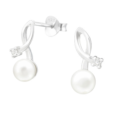 Esküvői gyöngy stift ezüst alkalmi fülbevaló