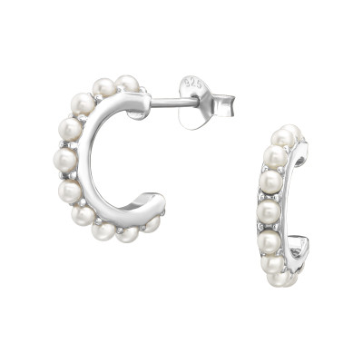 Félkarika gyöngy stift ezüst alkalmi fülbevaló