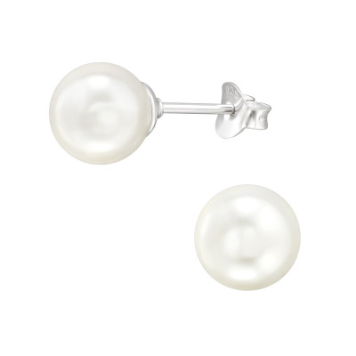 8mm gyöngy fülbevaló, 925 ezüst stift