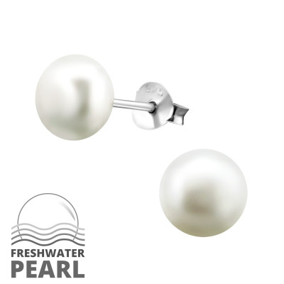 Fehér Édesvízi gyöngyös fülbevaló, női ezüst fülbevaló gyönggyel