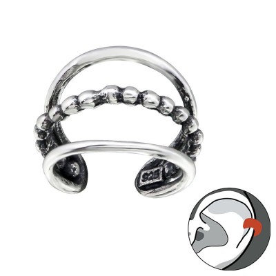 Tripla vonalas fülcimpa gyűrű, ezüst fülbevaló - 28231EKW