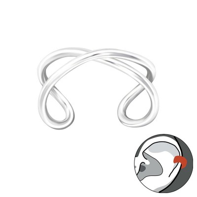 Kereszt vonalas fülcimpa gyűrű, ezüst fülbevaló - 36480EKW