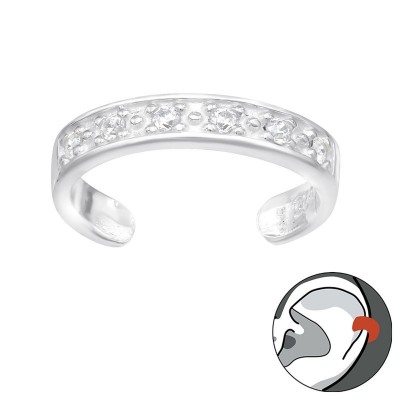 Fülcimpa gyűrű, cirkónia köves ezüst fülbevaló - 40404EKW