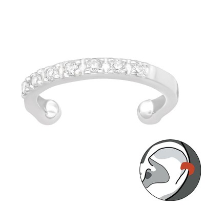 Fülcimpa gyűrű, cirkónia köves ezüst fülbevaló - 40884EKW