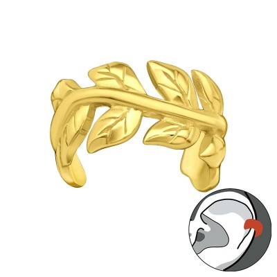 Leveles fülcimpa gyűrű, 24k aranyozott ezüst fülbevaló - 41151EKW