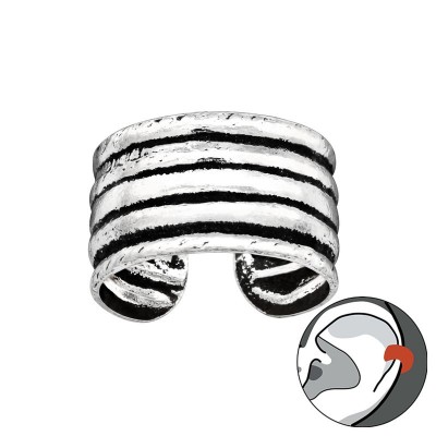 5 vonalas oxidált fülcimpa gyűrű, ezüst fülbevaló - 41694EKW