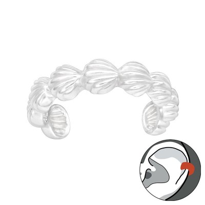 Kagylós fülcimpa gyűrű, ezüst fülbevaló - 43283EKW