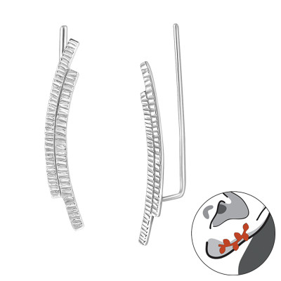 Dupla vonalas fültű, ezüst fülbevaló