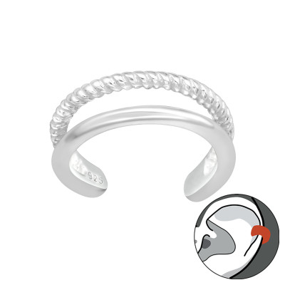 Dupla pontozott fülcimpa gyűrű, ezüst fülbevaló