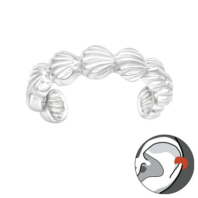 Kagylós fülcimpa gyűrű, ezüst fülbevaló