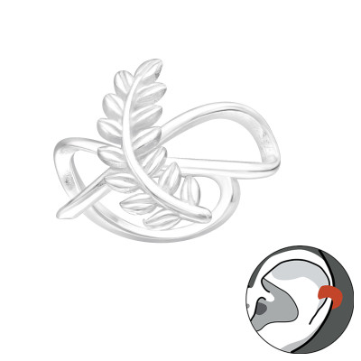 Leveles fülcimpa gyűrű, ezüst fülbevaló