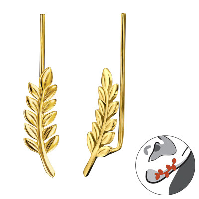 Falevél 24k aranyozott fültű, ezüst fülbevaló Falevél 24k aranyozott fültű, ezüst fülbevaló