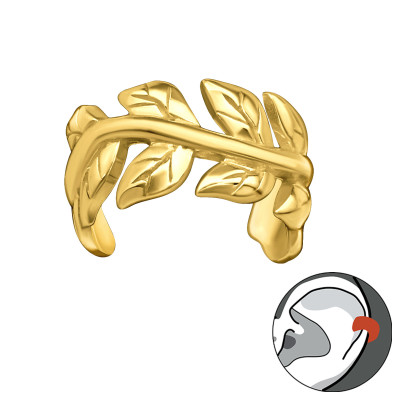 Leveles fülcimpa gyűrű, 24k aranyozott ezüst fülbevaló