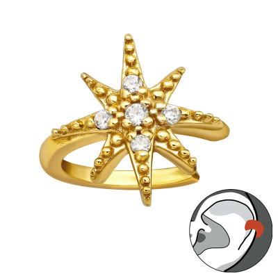 Csillag aranyozott 925 ezüst fülcimpa ékszer, fülbevaló