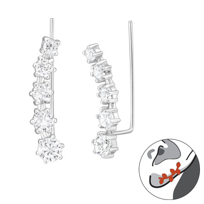 Csillag cirkónia köves fültű, ezüst fülbevaló