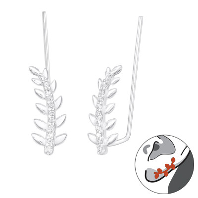 Leveles cirkónia köves fültű, ezüst fülbevaló