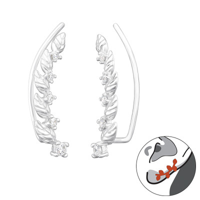 Cirkónia köves fültű, ezüst fülbevaló