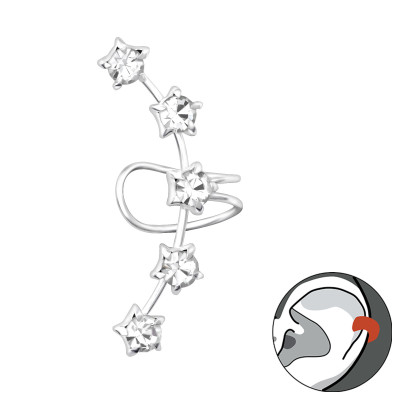 Kristály fültű, ezüst fülbevaló