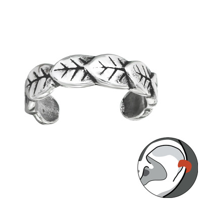 Leveles fülcimpa gyűrű, ezüst fülbevaló