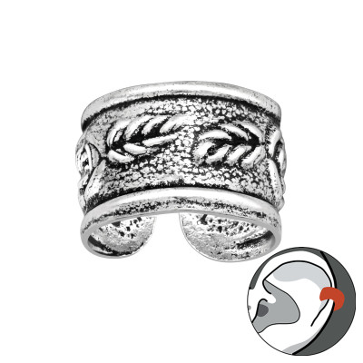 Leveles oxidált fülcimpa gyűrű, ezüst fülbevaló