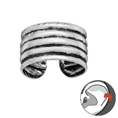 5 vonalas oxidált fülcimpa gyűrű, ezüst fülbevaló 5 vonalas oxidált fülcimpa gyűrű, ezüst fülbevaló