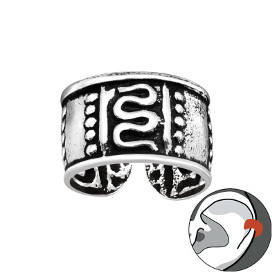 Bali hullám, pontozott oxidált fülcimpa gyűrű, ezüst fülbevaló Bali hullám, pontozott oxidált fülcimpa gyűrű, ezüst fülbevaló