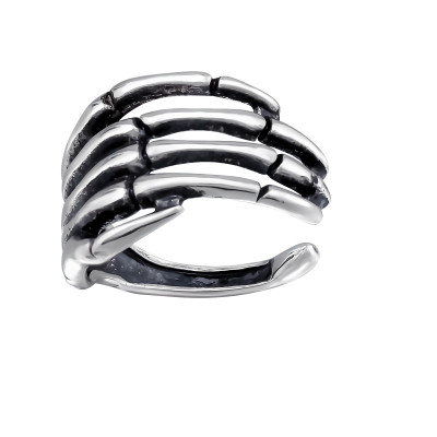 Csontvázkéz oxidált fülcimpa gyűrű, ezüst fülbevaló Csontvázkéz oxidált fülcimpa gyűrű, ezüst fülbevaló