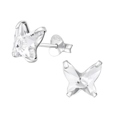 Pillangó kristály ezüst stift fülbevaló, kéto