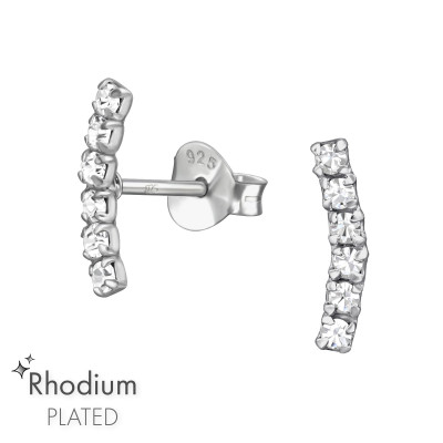 6 kristályos hajlított stift ezüstfülbevaló , kéto