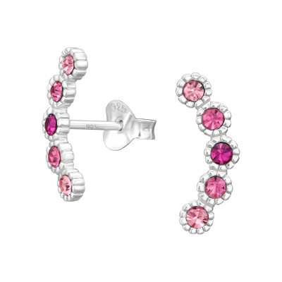 Ívelt pink sok kristályos stift ezüstfülbevaló , kéto