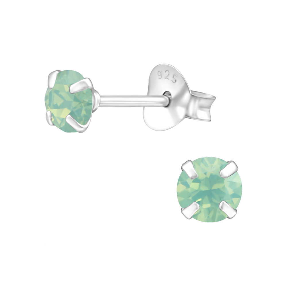Kerek kristály ezüst stift fülbevaló, 4 mm x 4 mm, két