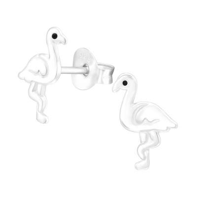 Flamingó egyszerű bedugós ezüst stift gyerek fülbevaló - 43153EKW