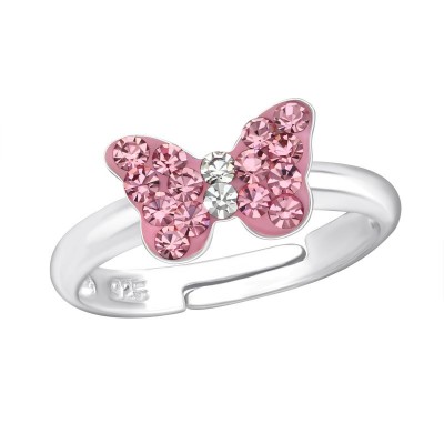 Pink pillangó 925 ezüst gyerek gyűrű - 43628EKW
