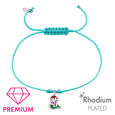 Sellő menta állítható zsinóros prémium 925 ezüst gyerek karkötő