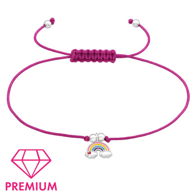 Szivárvány bordó állítható zsinóros prémium 925 ezüst gyerek karkötő