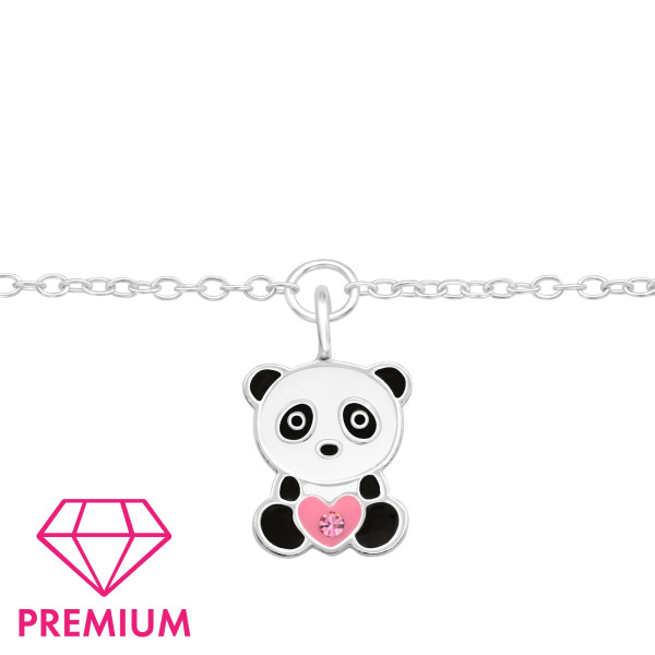 Pandamackó szívvel prémium 925 ezüst gyerek karkötő