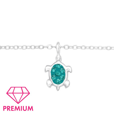 Teknős, menta kristályos prémium 925 ezüst gyerek karkötő Teknős, menta kristályos prémium 925 ezüst gyerek karkötő