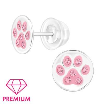 Pink kutya mancs prémium 925 ezüst stift gyerek fülbevaló