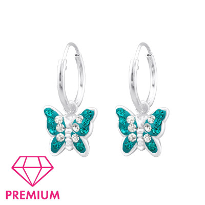 Lepke prémium akasztós türkiz ezüst gyerek fülbevaló