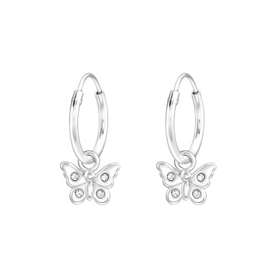 Fehér kristály csillagos ezüst karika gyerek fülbevaló Fehér kristály csillagos ezüst karika gyerek fülbevaló