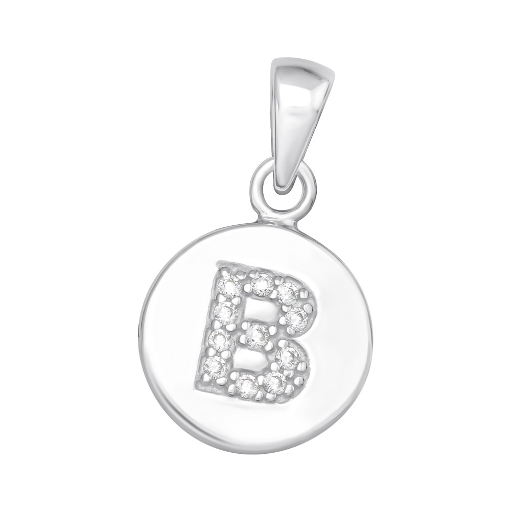Kerek b betű név monogram cirkónia köves ezüst medál Kerek b betű név monogram cirkónia köves ezüst medál