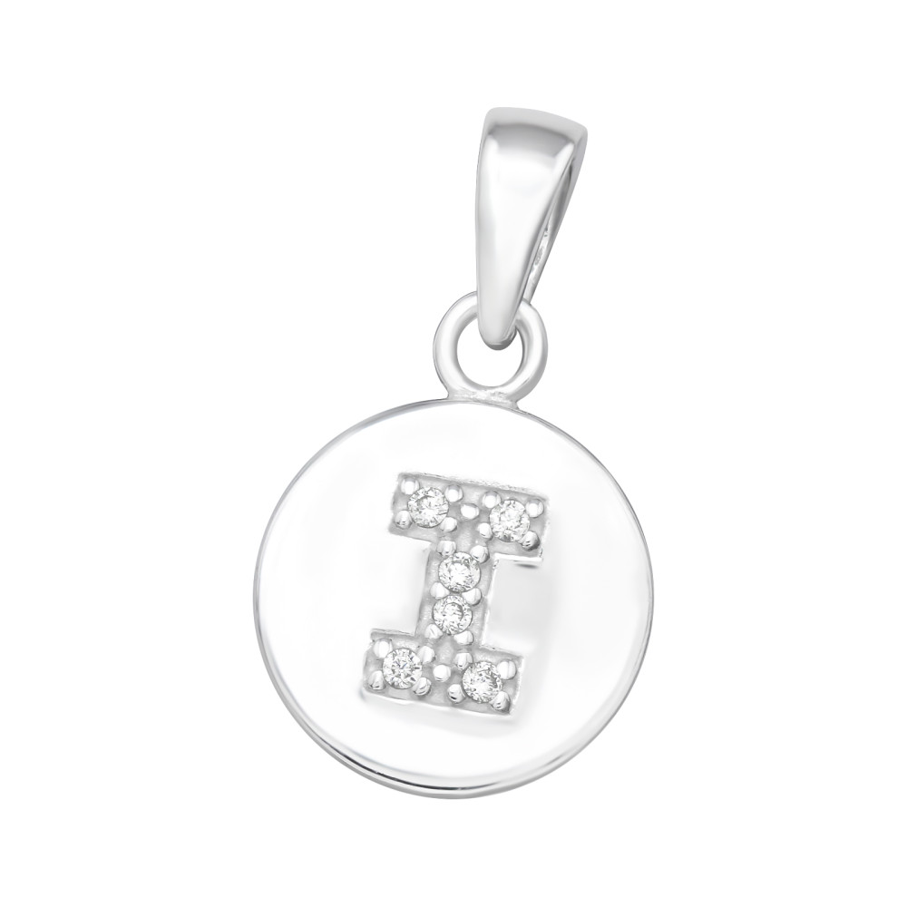 Kerek i betű név monogram cirkónia köves ezüst medál Kerek i betű név monogram cirkónia köves ezüst medál