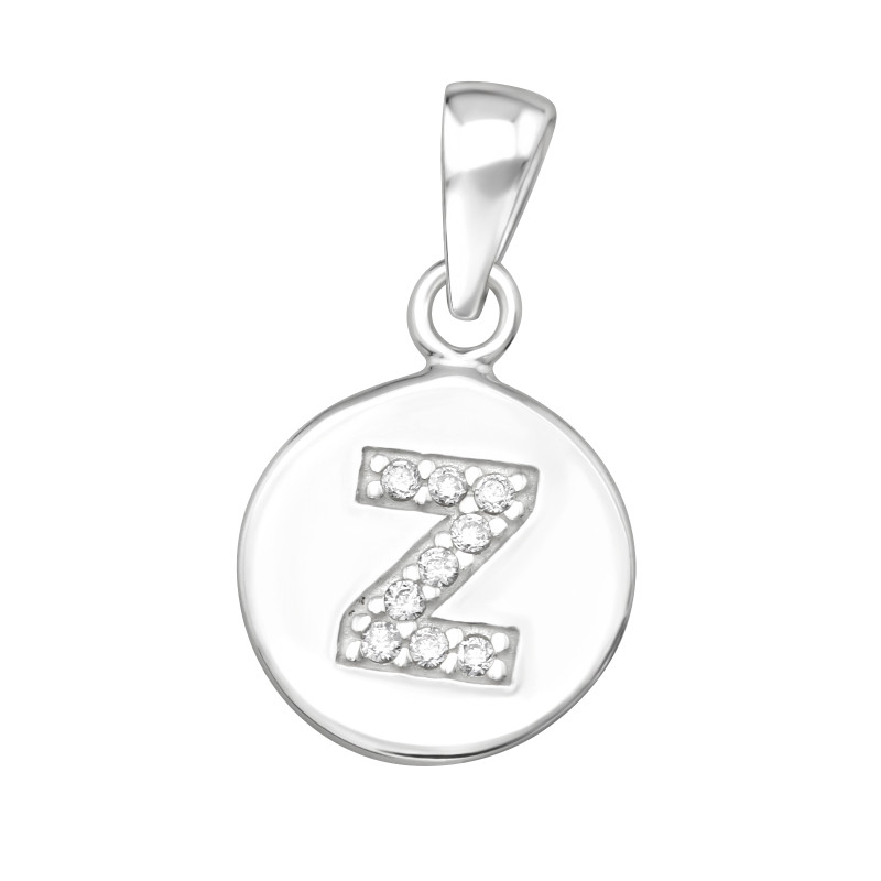 Kerek z betű név monogram cirkónia köves ezüst medál