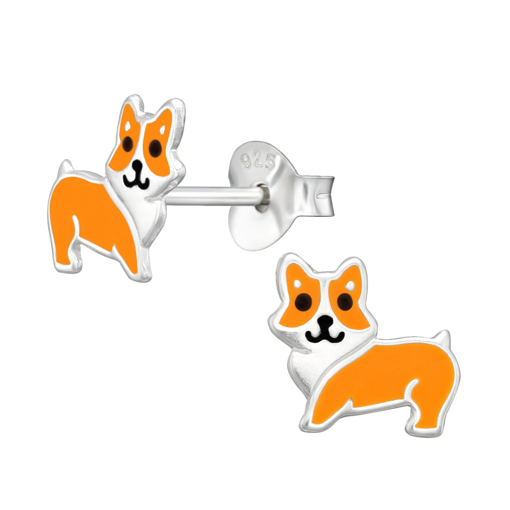 Corgi kutya ezüst stift gyerek fülbevaló Corgi kutya ezüst stift gyerek fülbevaló
