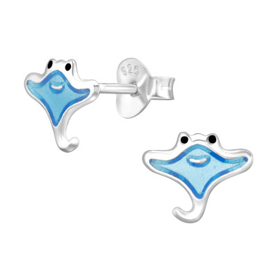 Rája, kék, kedves ezüst stift gyerek fülbevaló