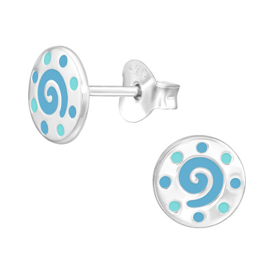 Kerek spirál ezüst stift gyerek fülbevaló